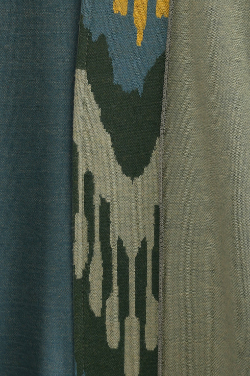 Reversible long coat in cotton blend jacquard with pockets